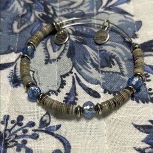 Alex and Ani Blue and Silver Tone Bangle Charm Bracelet